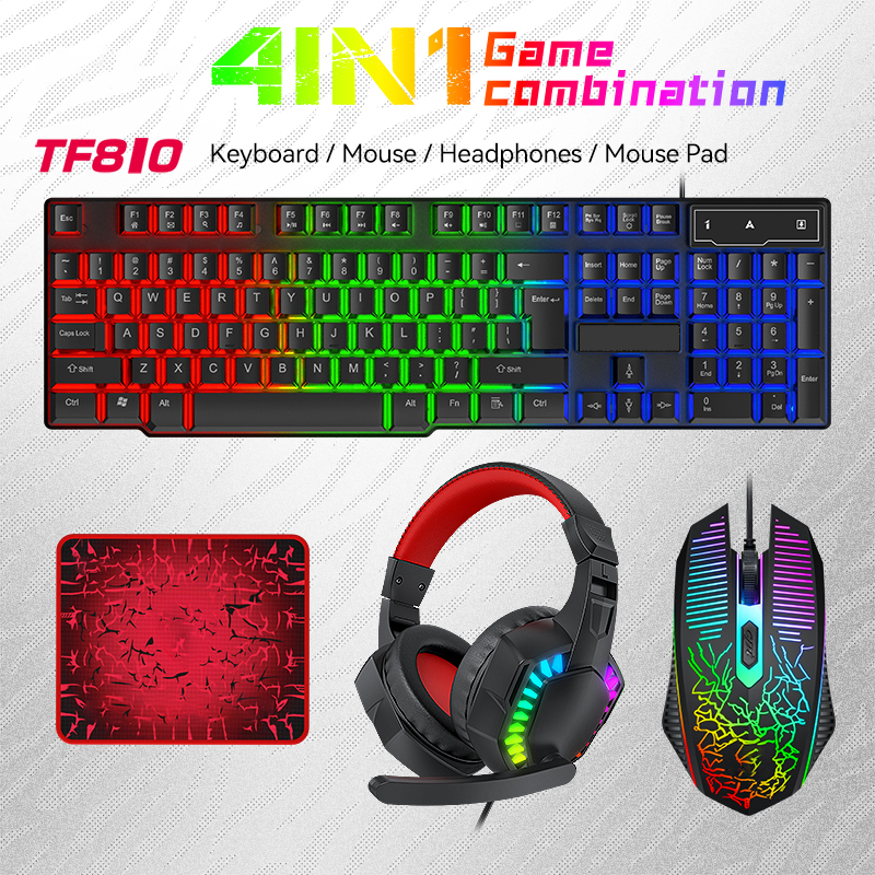 Gaming Keyboard Mouse And Headset Combo - TF810 4 IN 1 Gaming Combo