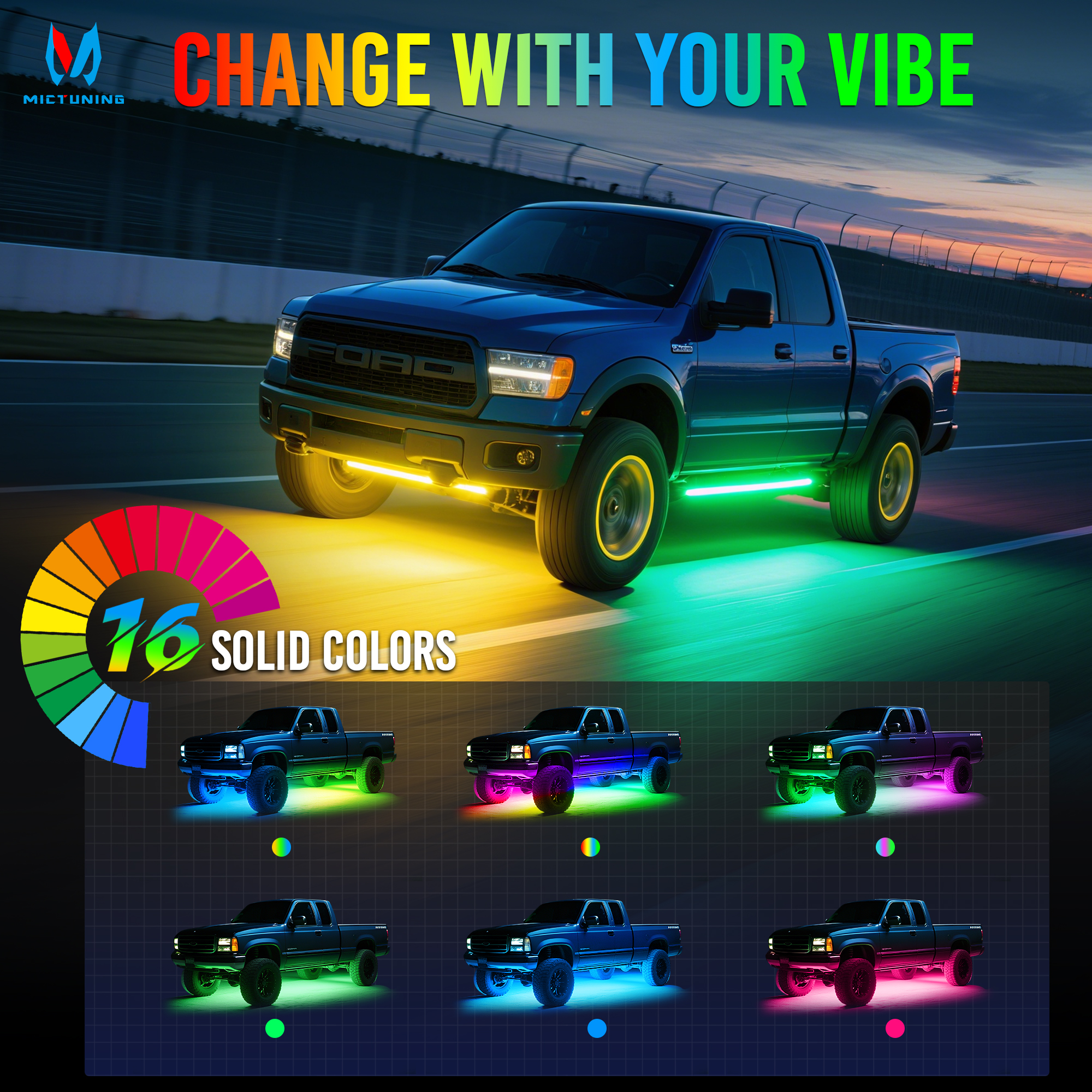 Rgb Underglow Strip - MICTUNING 8Pcs U8 RGB+IC Underglow LED