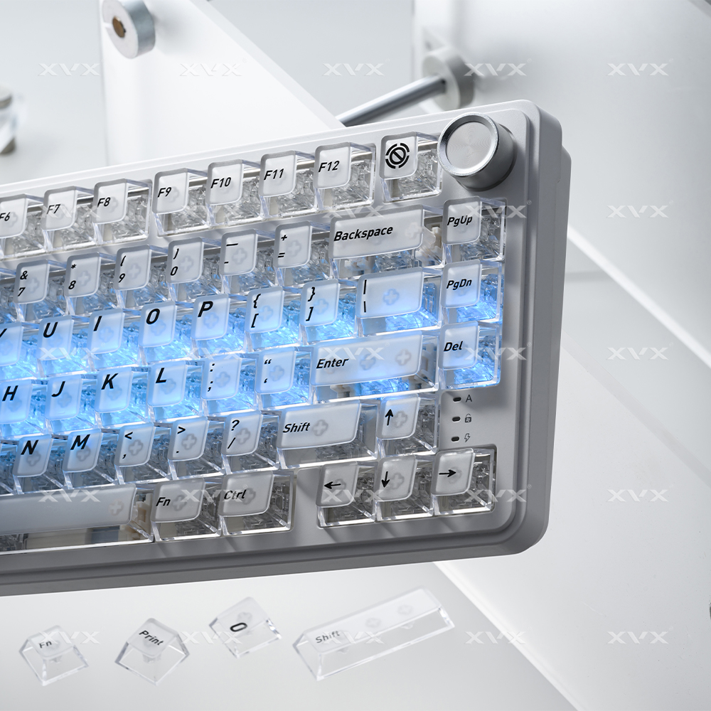 Keyboard Gaming Black - XVX Crystal Transparent Keycaps Black Cherry