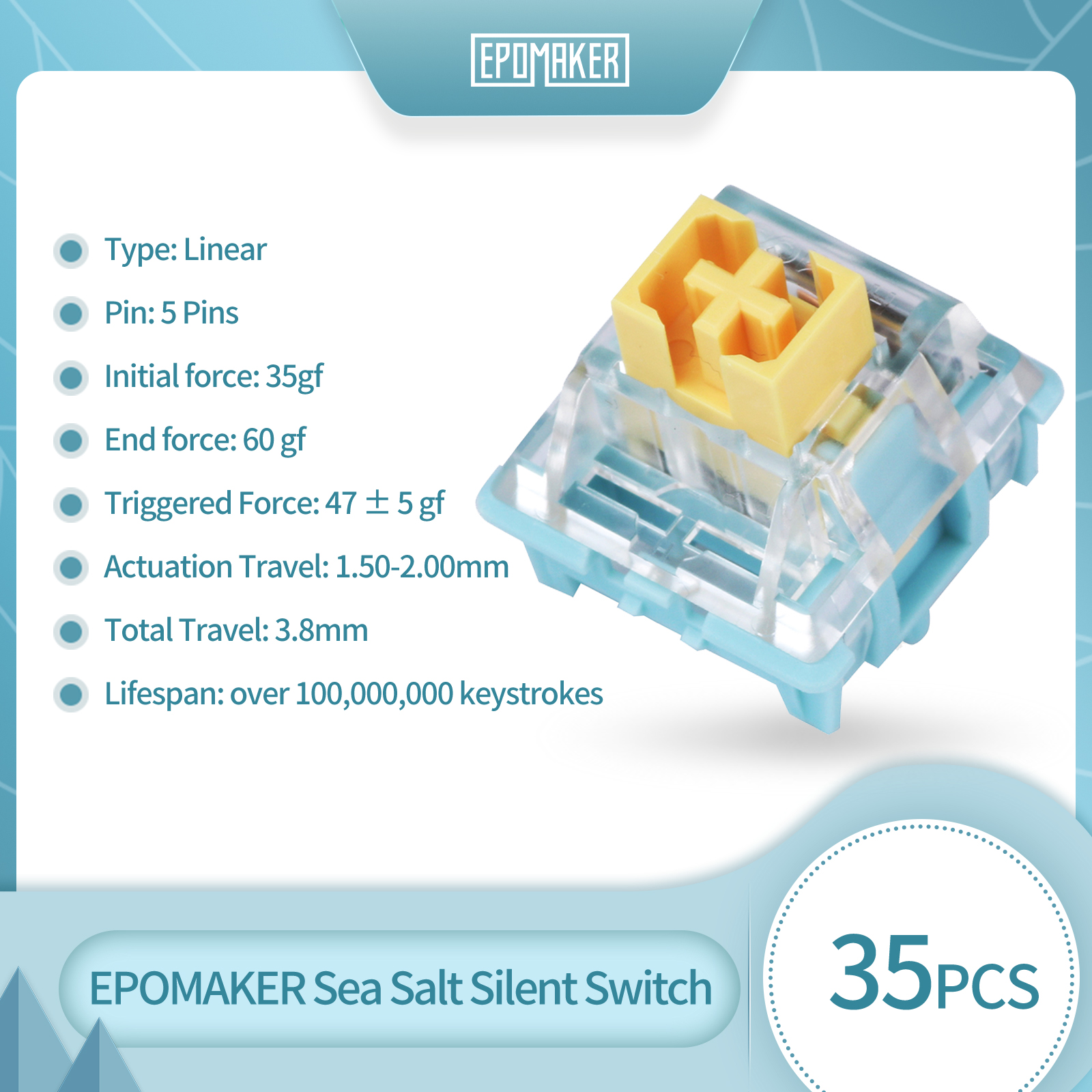Gaming Keyboard Mechanical Wireless - 35 Pieces EPOMAKER Sea Salt Silent