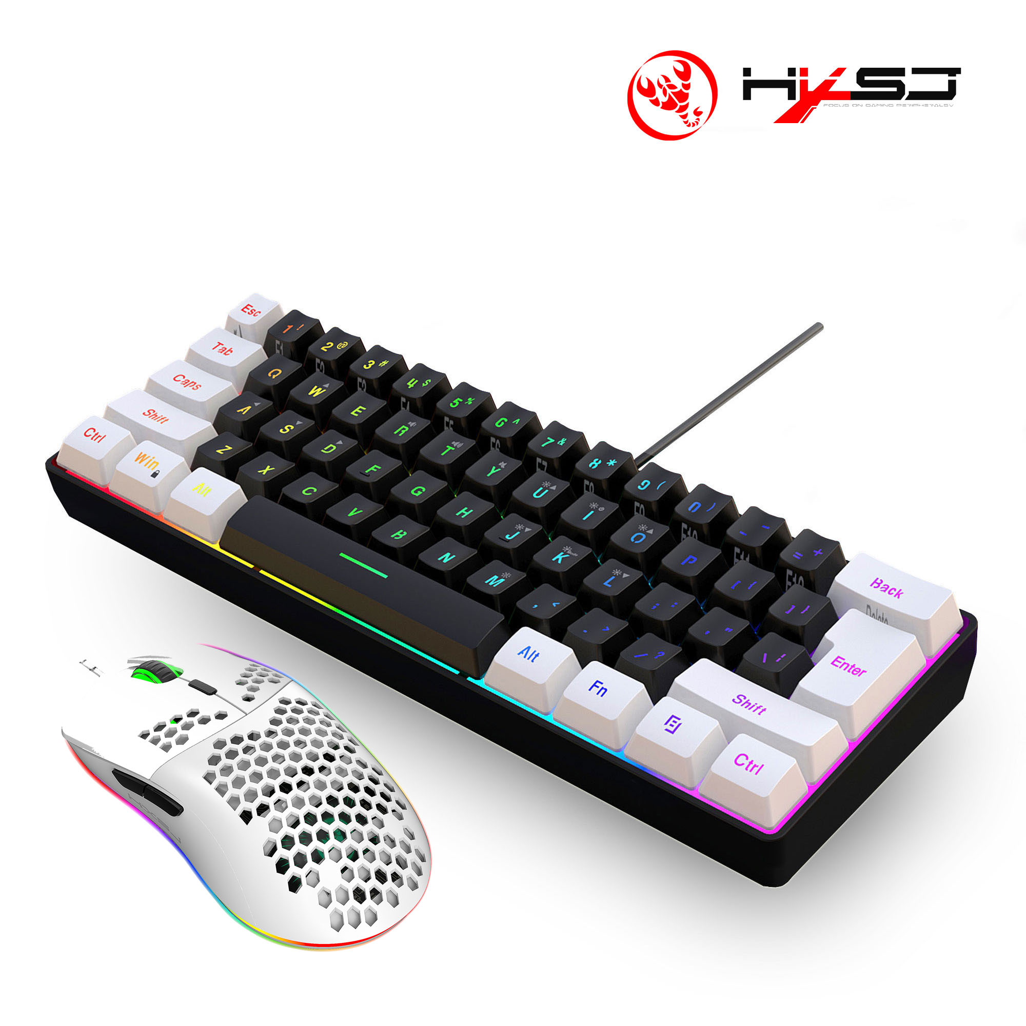 Gaming Keyboard And Mouse Set - Hot sale HXSJ 60% wired gaming