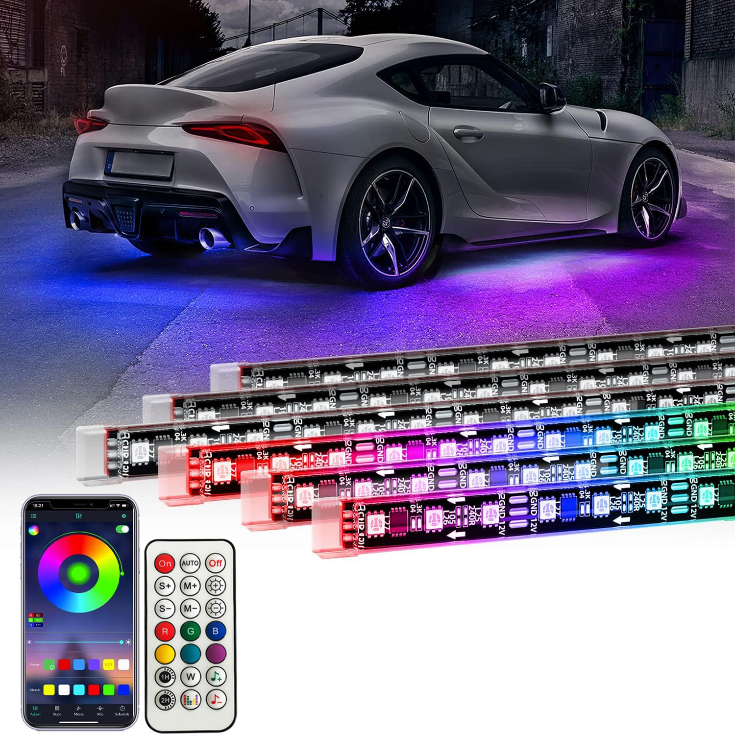 Rgb Underglow Strip - RGB Flexible Car Underglow Light Strip