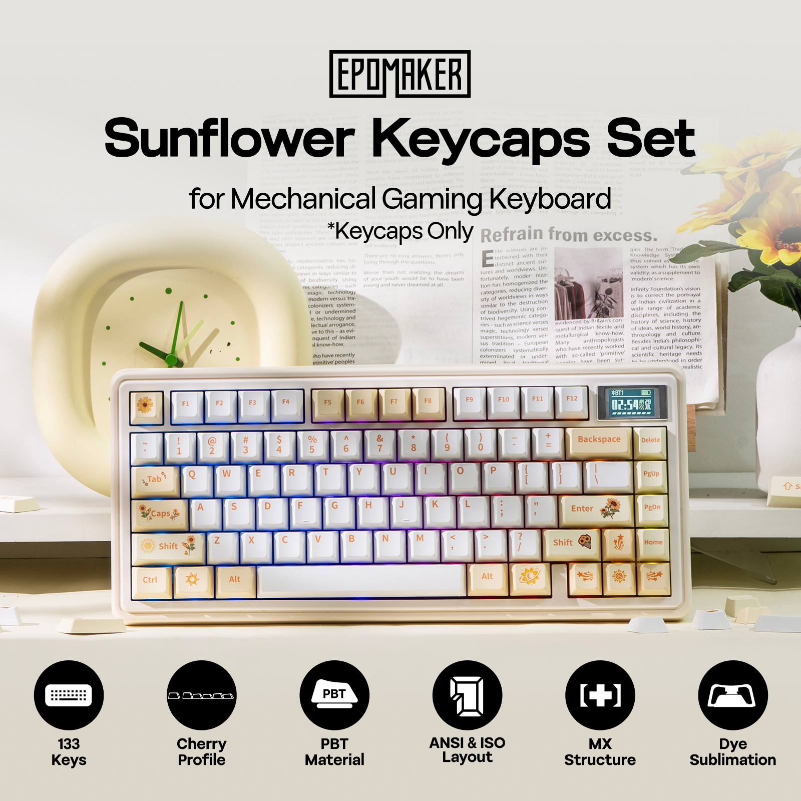 EPOMAKER Sunflower Keycaps Set - Gaming Keyboard Mechanical Wireless 리뷰 및 가격