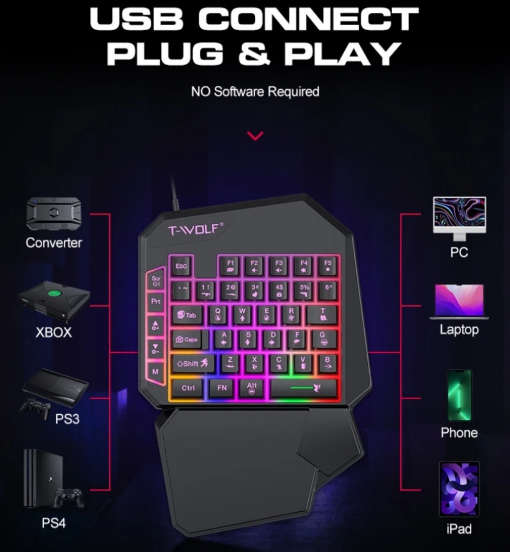 5 in 1 RGB Gaming Keyboard Mou - Gaming Keyboard 1 Hand 리뷰 및 가격