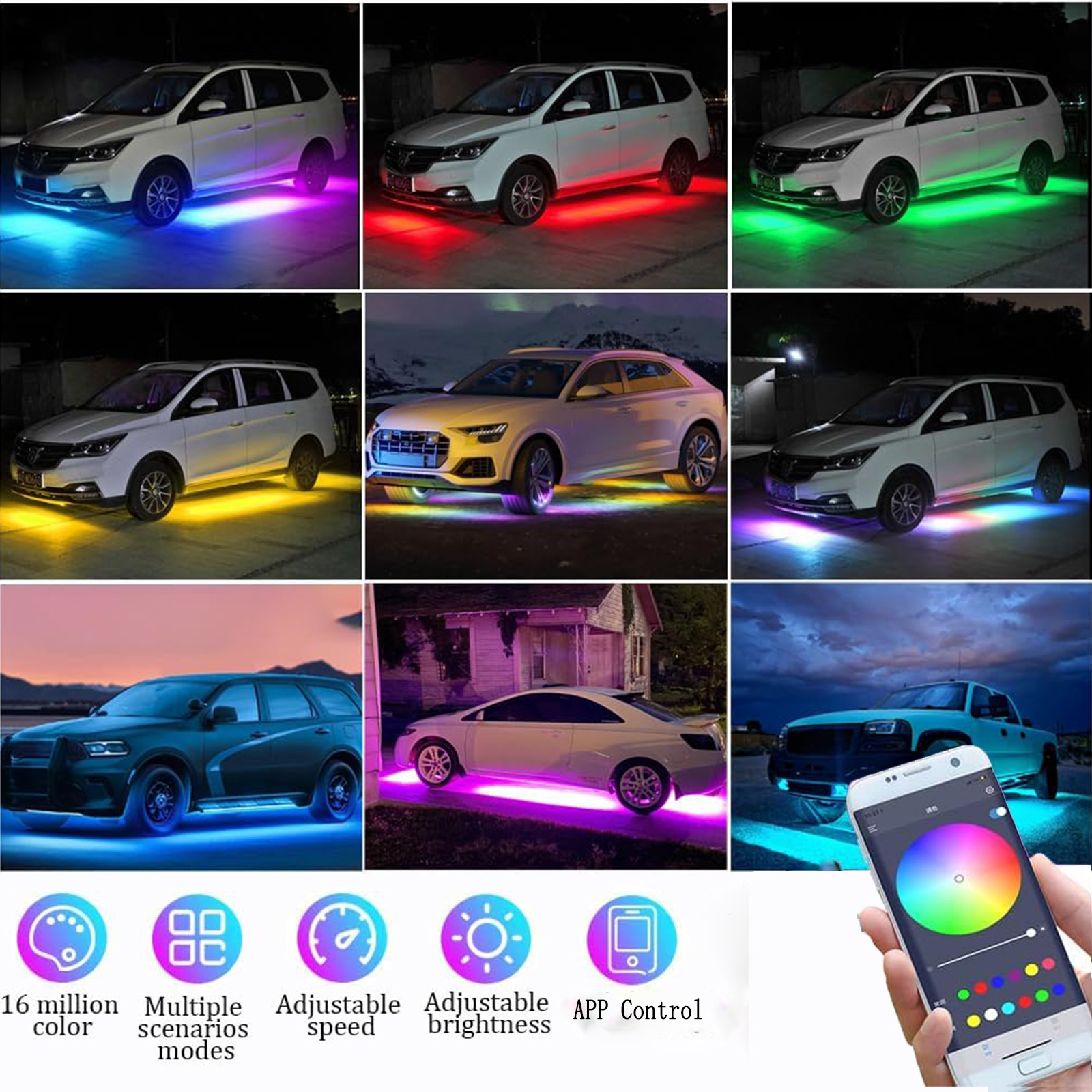6pcs Dream Color LED Car Under - Rgb Underglow Strip 리뷰 및 가격