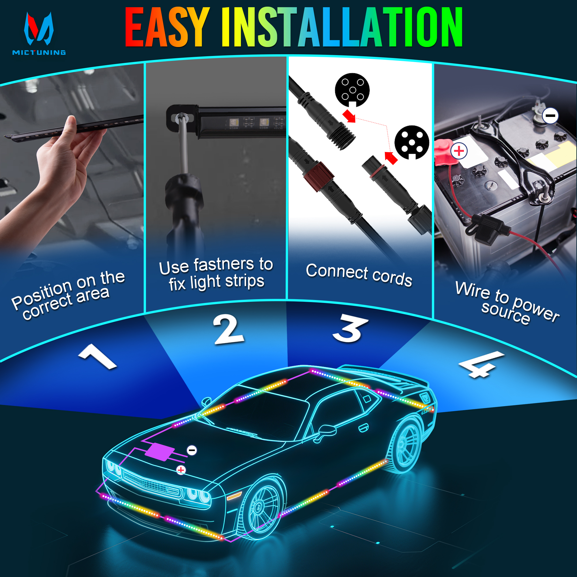 MICTUNING U8 Car Underglow Lig - Rgb Underglow Strip 리뷰 및 가격