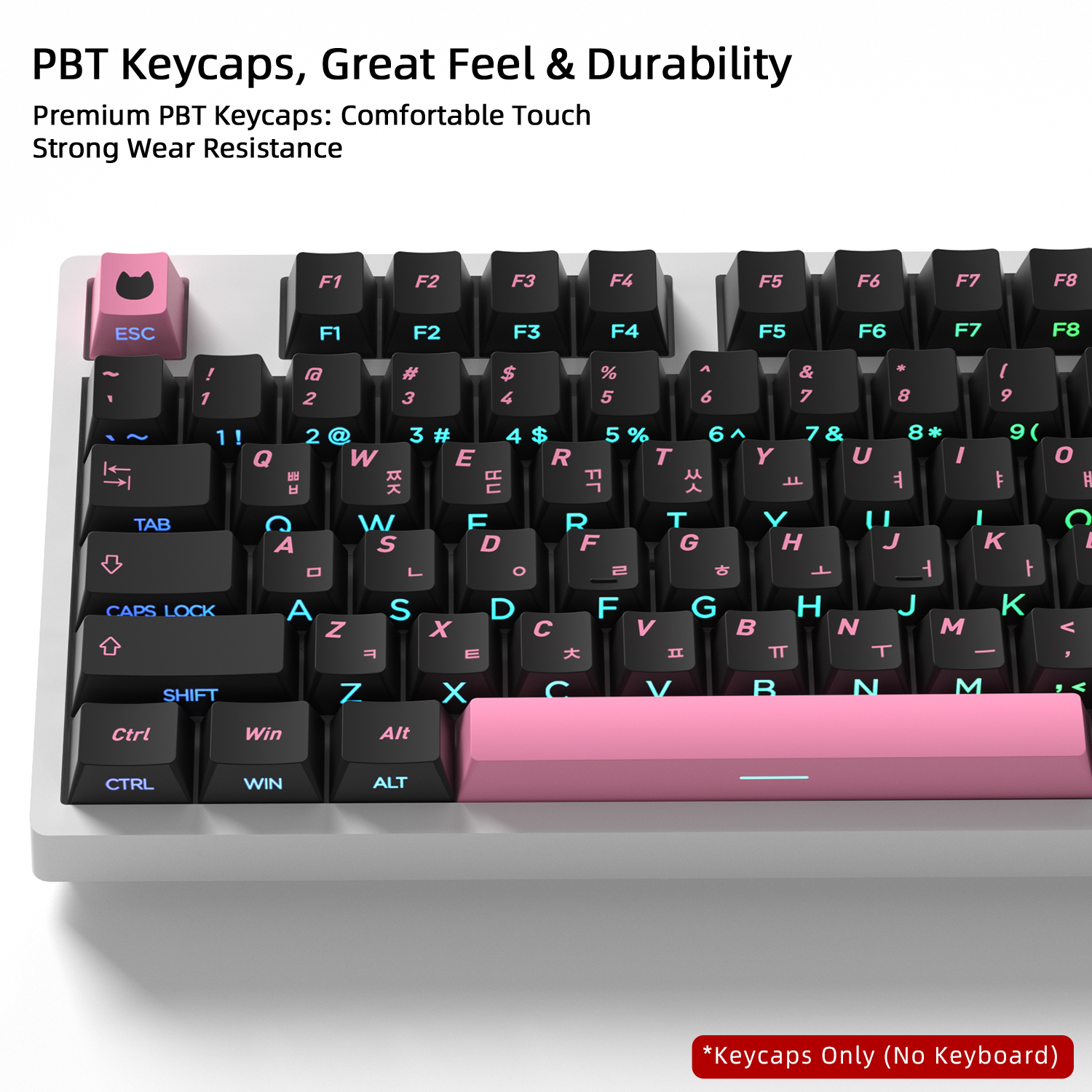 Black Pink Cat Korean Keycaps  - Keyboard Gaming Black 리뷰 및 가격