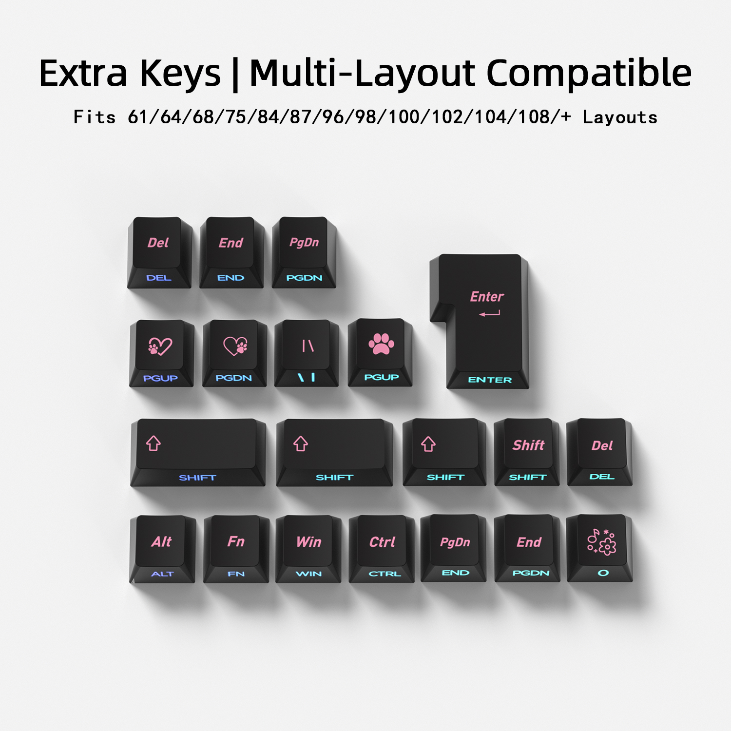 Black Pink Cat Korean Keycaps  - Keyboard Gaming Black 리뷰 및 가격