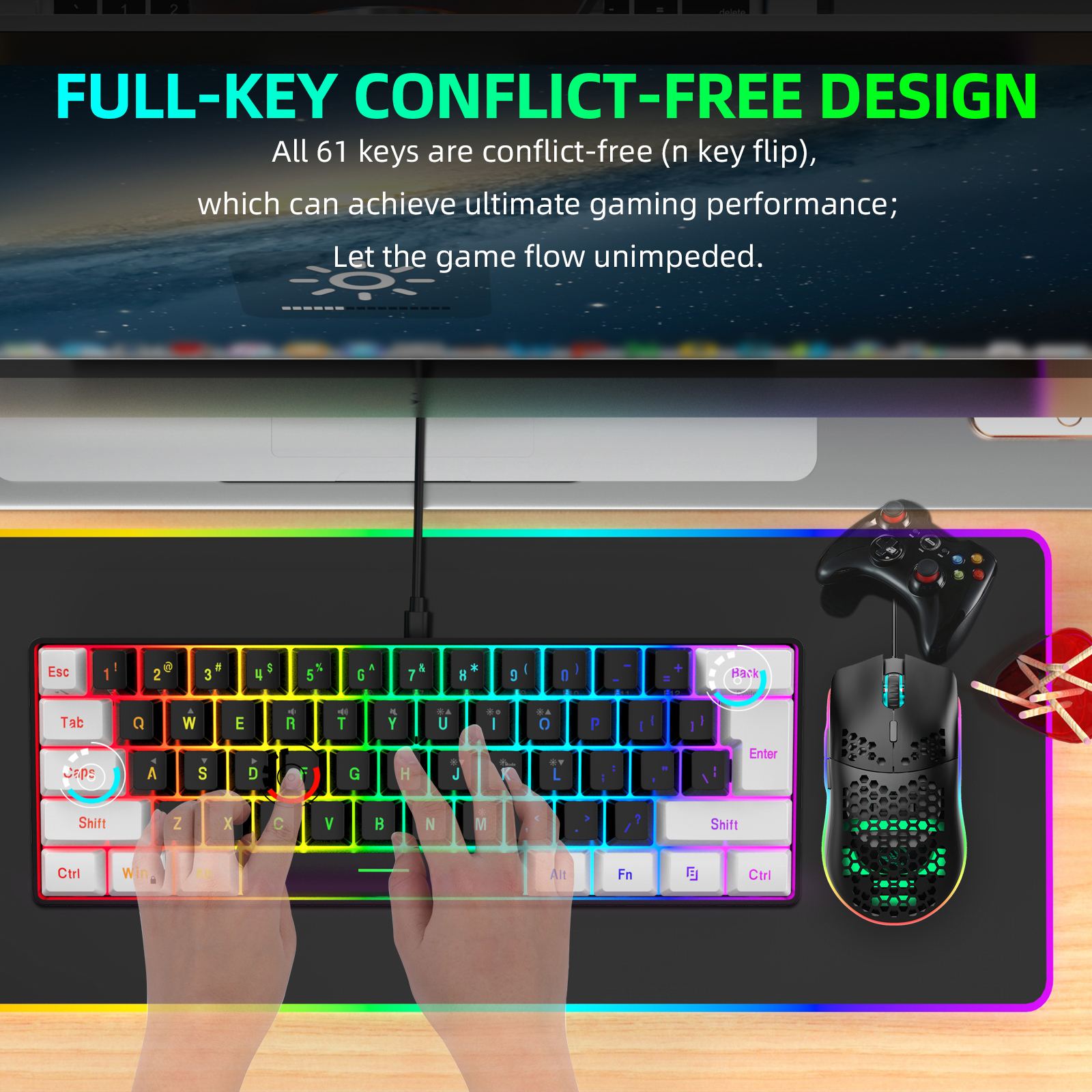 Hot sale HXSJ 60% wired gaming - Gaming Keyboard And Mouse Set 리뷰 및 가격