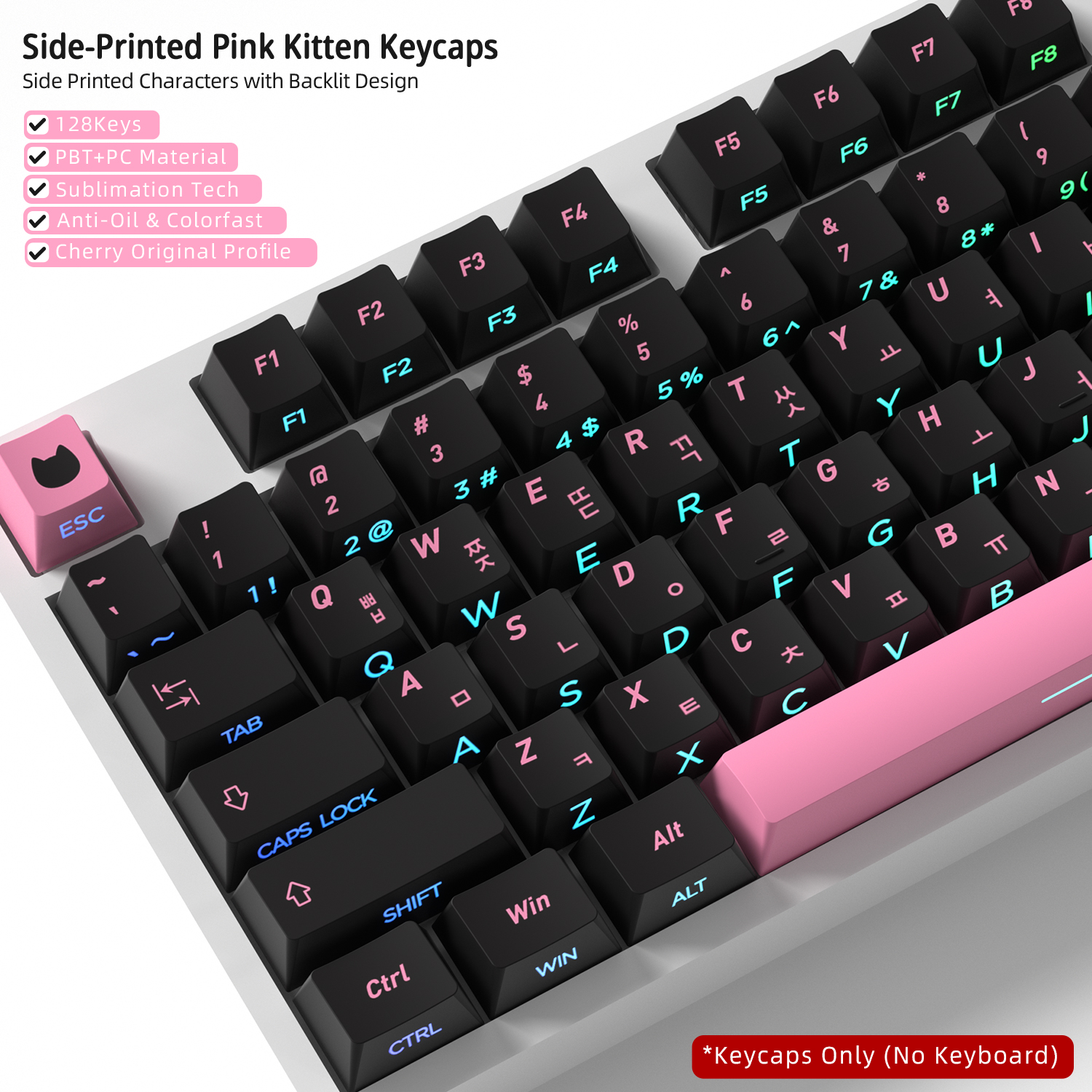 Cute Cat Side Printed Korean K - Keyboard Gaming Black 리뷰 및 가격