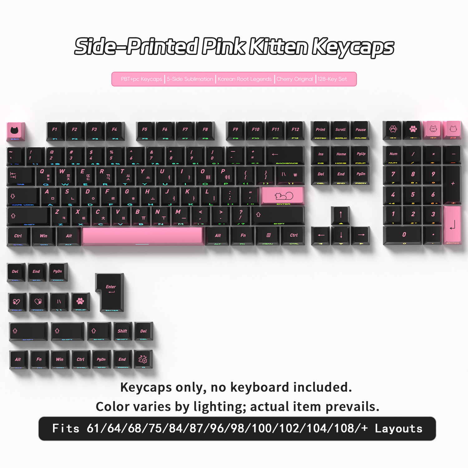 Cute Cat Side Printed Korean K - Keyboard Gaming Black 리뷰 및 가격